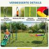 5-in-1 Swing Set with Slide Height-Adjustable Swing Frame with Nest Swing 382x196x203 cm Multicolor