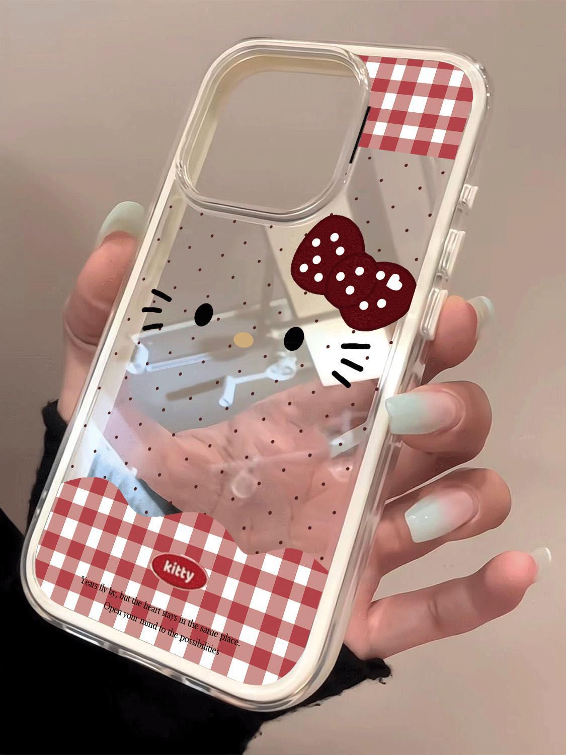 

Red Checkered Hello Kitty Phone Case for iPhone 17 Pro Max, iPhone 16, and iPhone 15/13 Two-in-One. iPhone 12 Pro Max