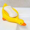 1Pc Cute Duck-Shaped Soap Dish with Waterfall Design - Self-Draining, Easy-Clean Plastic Soap Holder for Bathroom, Yellow Beak & Feet