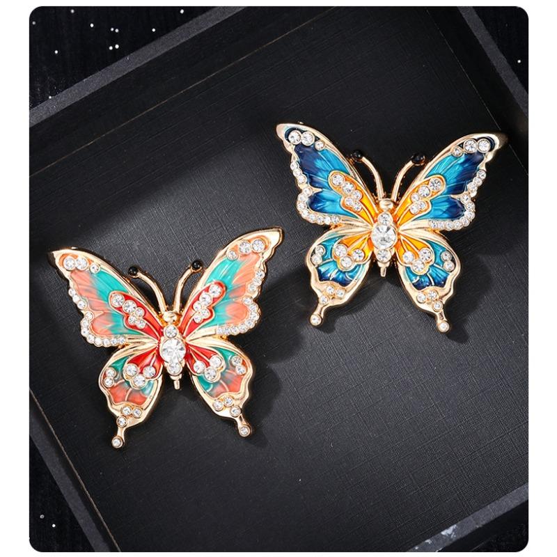 High end enamel, painted butterfly brooch, women's fashion, drip oil inlaid with diamonds, Christmas gift, Stocking stuffers, Valentine's Day gift
