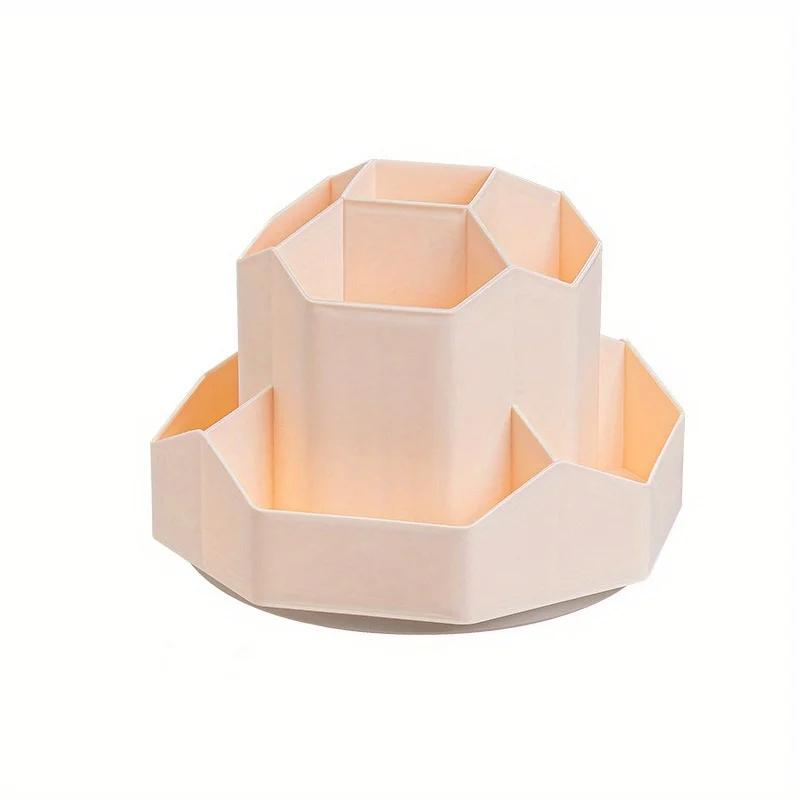 360°Rotatable Pen Holder Large Capacity Makeup Brush Storage Rack Pencil Box Multi-functional Desktop Organizer School Office