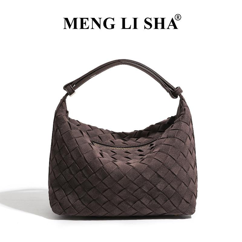 Suede woven lunch box bag retro fashion single shoulder underarm dumpling bag niche fashion high sense portable women's bag