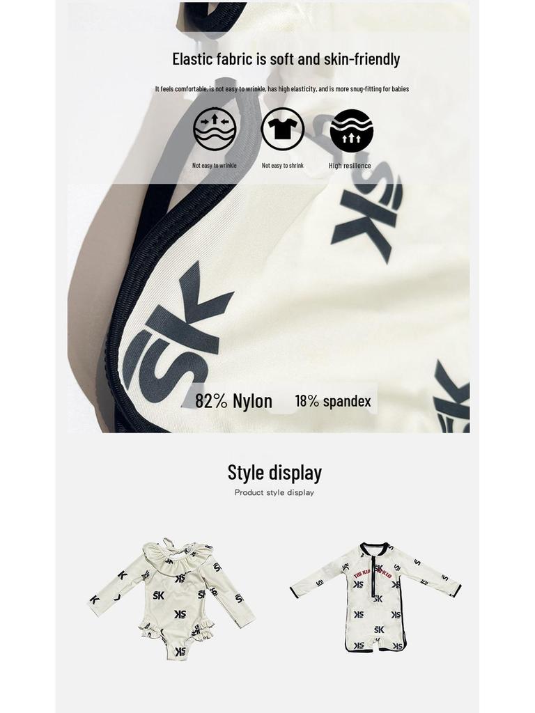 Kids' Korean Long-Sleeve Quick-Dry Sunscreen Swimsuit - Stylish Unisex Swimwear