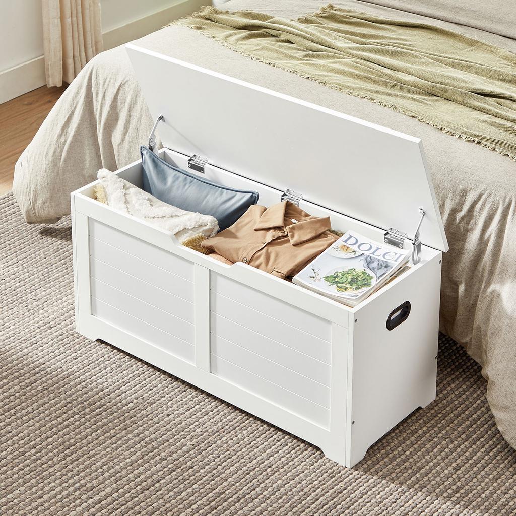 VASAGLE Baulone, Panchetta contenitore, Cassapanca con 2 cerniere di sicurezza, Panchetta portascarpe, Stile moderno, 40 x 100 x 46 cm, per Ingresso, Camera da letto