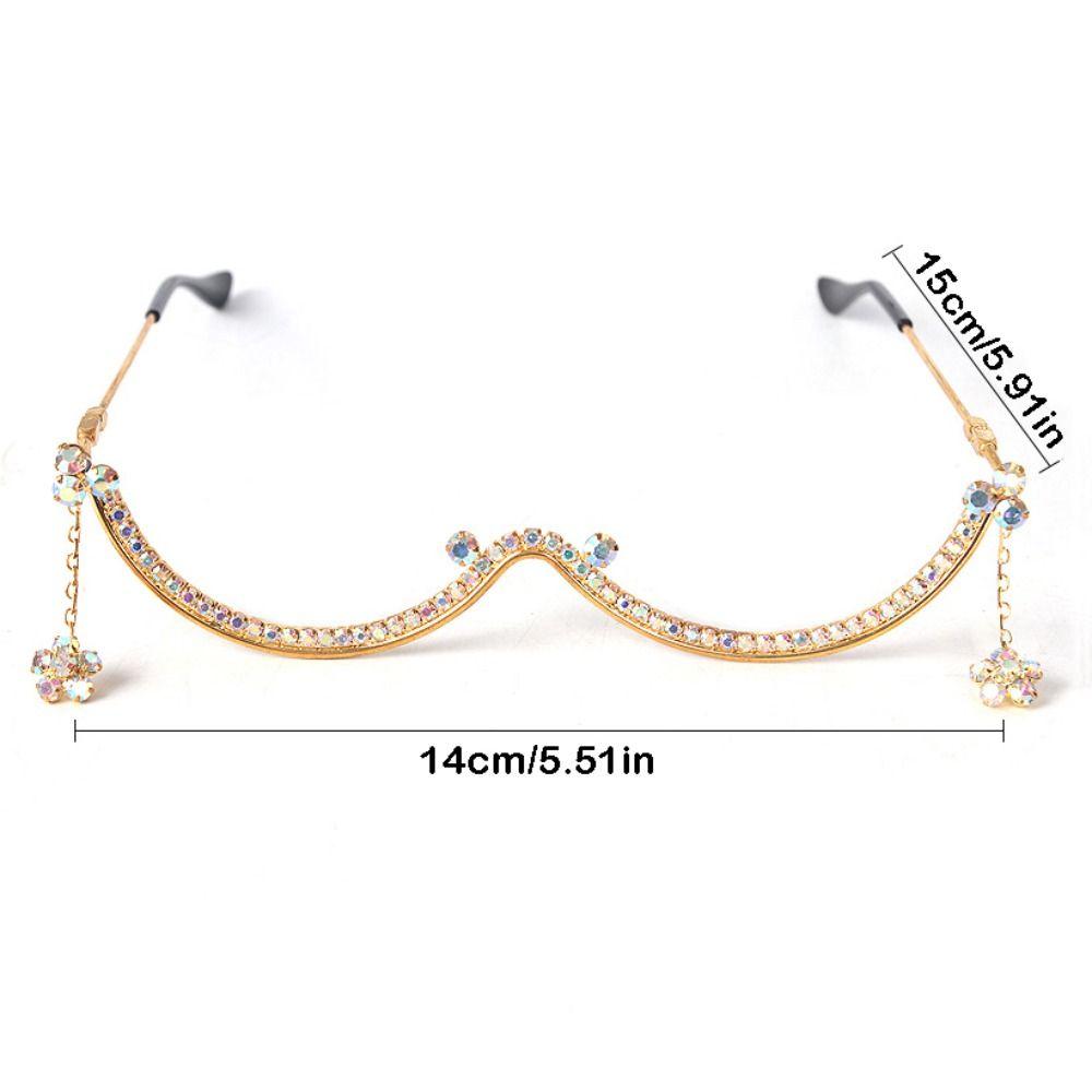 Persönlichkeit Funkelnde Strass-Brillengestelle Y2k Leichter Luxus Trendiges Brillengestell Exquisite Metall-Gesichtsdekoration Geschenk