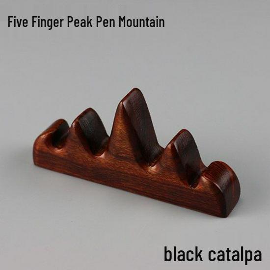 Dragon Shape Pen Rest: Black Catalpa Wood Calligraphy Brush Holder