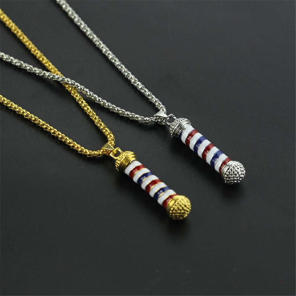 Creative Women Fashion Rotating Light Barber Shop Pole Chain Pendant Necklace Jewelry