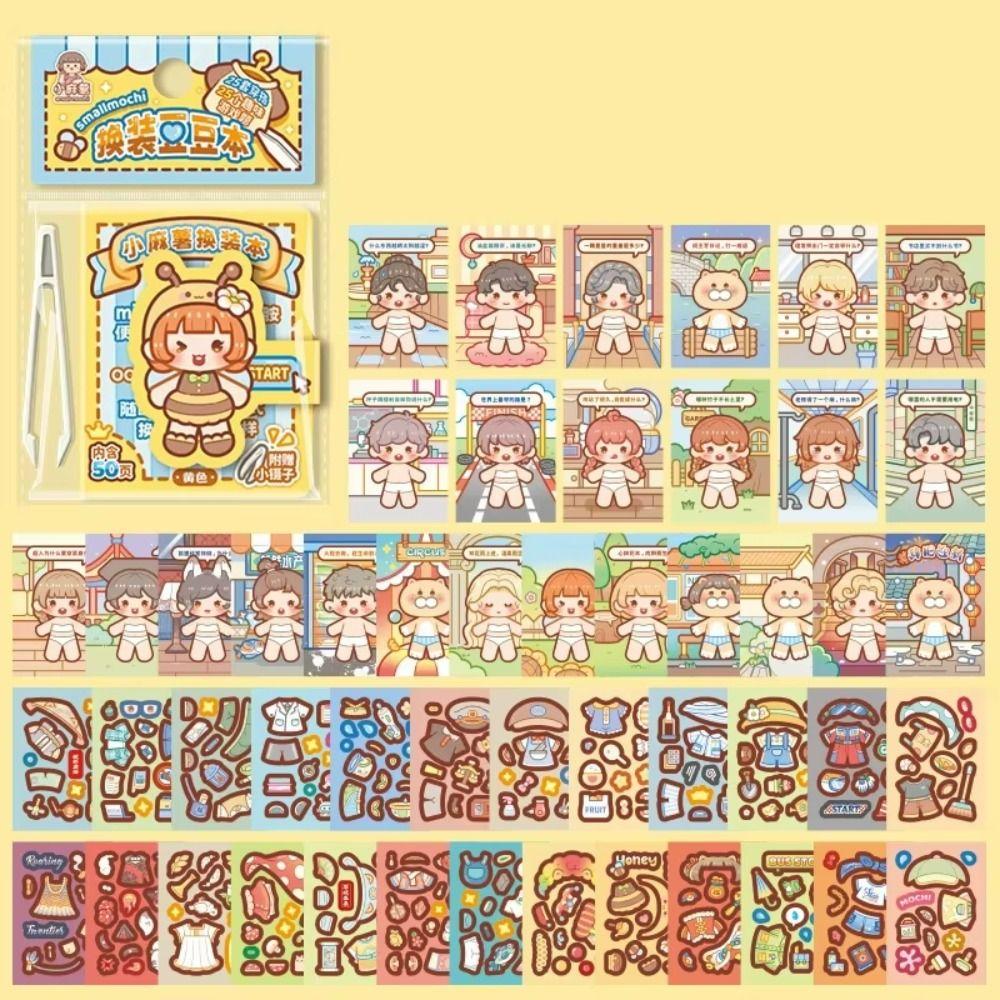 Pre-Cut Stickers Mini Dress-Up Sticker Book Cartoon Style Outfit Sticker Book  Scrapbook Decorating