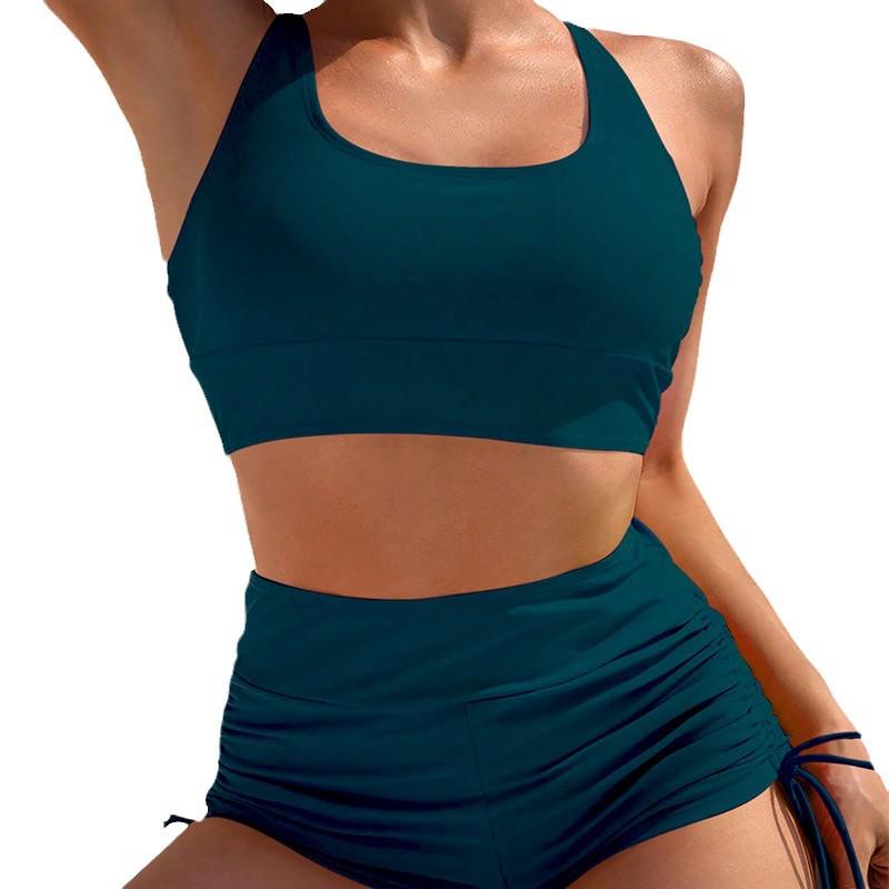 2025 Europäischer & Amerikanischer Schnür-Konservativer Damen-Bikini-Badeanzug mit Flachem Bein
