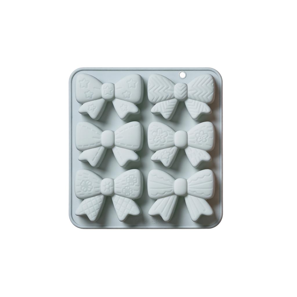 Silicone Bowknot Mold Set 6 Cavities for Cake Decoration Soap Making Resin Chocolate Candy Mold Flexible Non-Stick Baking Tool
