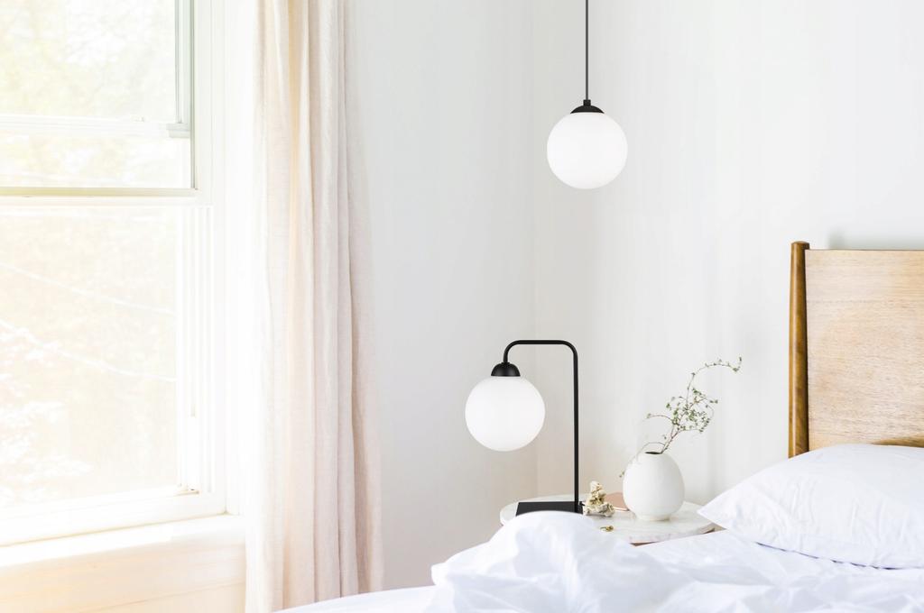 BLACK LED BALL TABLE LAMP 15cm