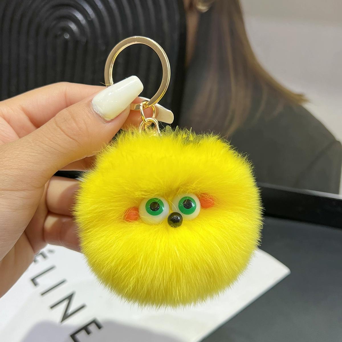 

Милый брелок-подвеска для ключей с помпоном из меха кролика рекс в виде помидора и маленькой хурмы