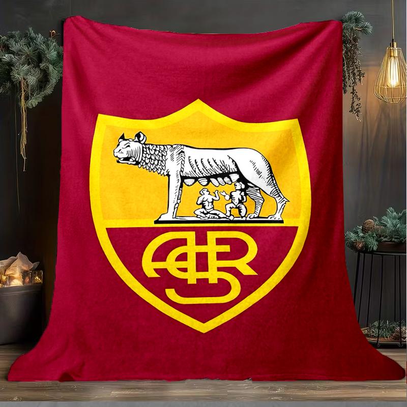 1pz Coperta Morbida in Flanella Stampata Club di Calcio Lupa di Roma per Camera da Letto Adulti Soggiorno Divano Campeggio Viaggio Regali per Fan Regali di Natale