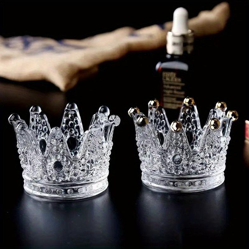 1PC European Crystal Crown Glass Tealight Candle Holder Ring Scented Candlestick Home Decoration