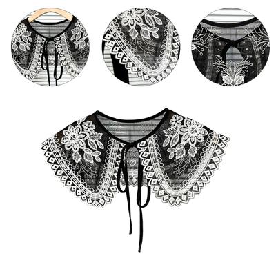 Lace Floral Collar Elegant Sweet Girls Blouse Collar Detachable for Lady Delicate Embroidery Collar Floral Pattern