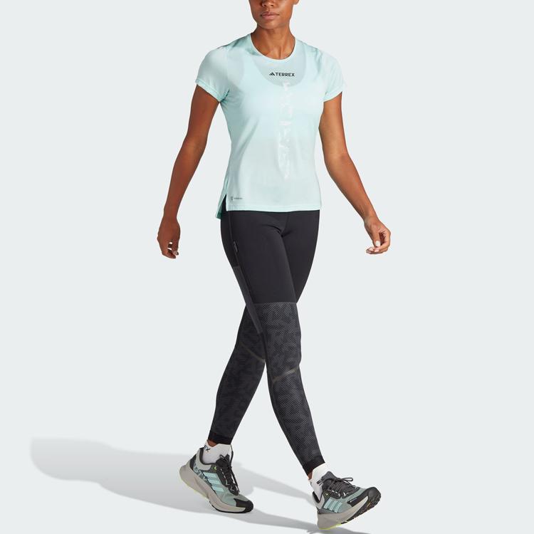 Adidas Agravic Trail Running Tee With Logo Print Women Tops Light-Green HZ6260