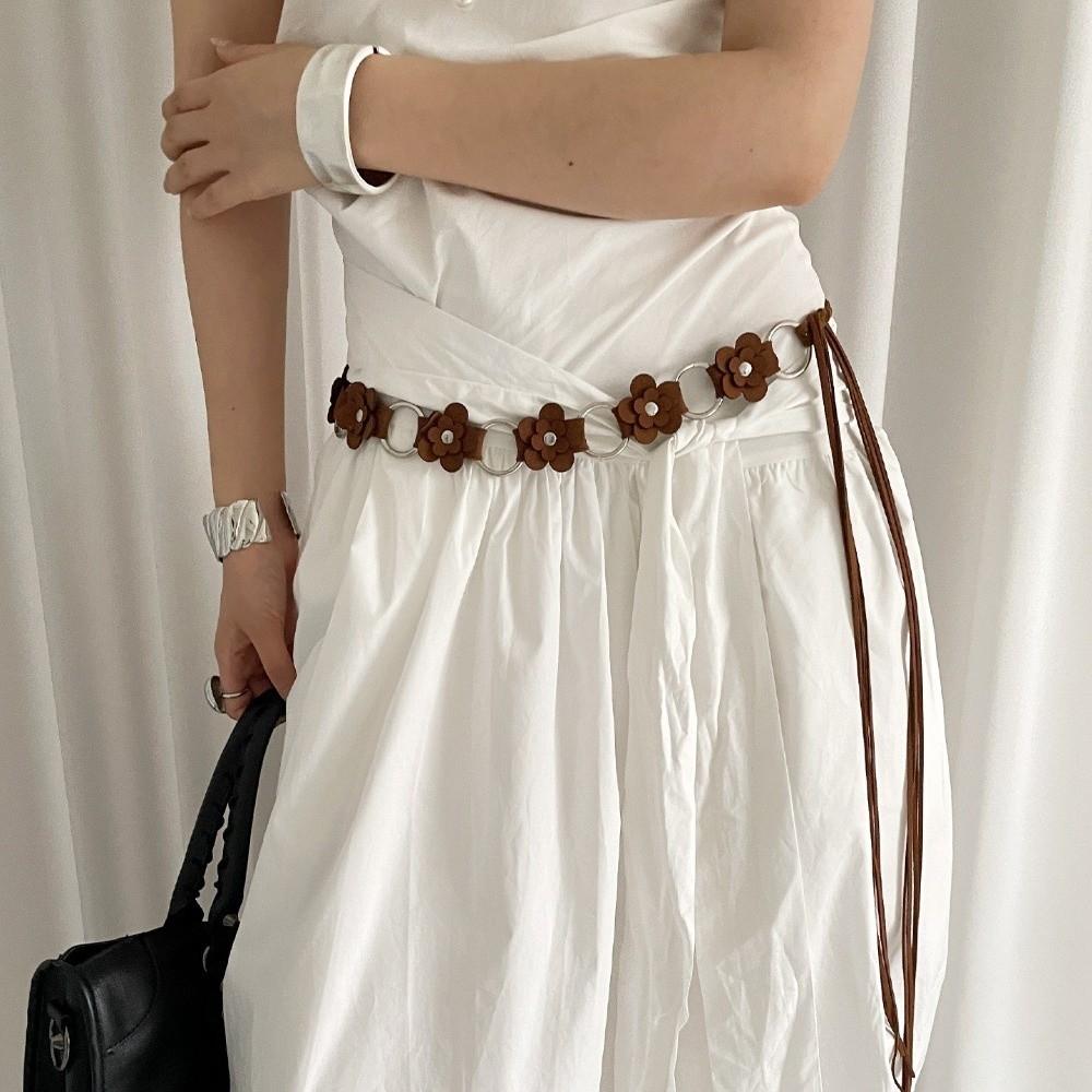 Vintage Leather Waist Rope Ethnic Dress Jeans Belt Versatile Women's Belt  Streetwear