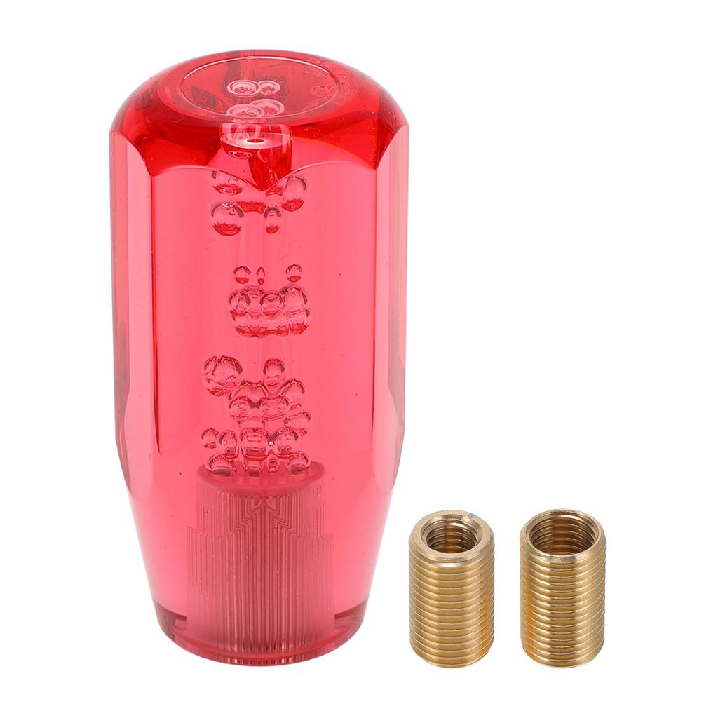 TUCKBOLD 10cm Octagon Cristal Car Shift Knob | Front Universal Auto Manual Car Acrylic Red with 2 Adapters 1 Set