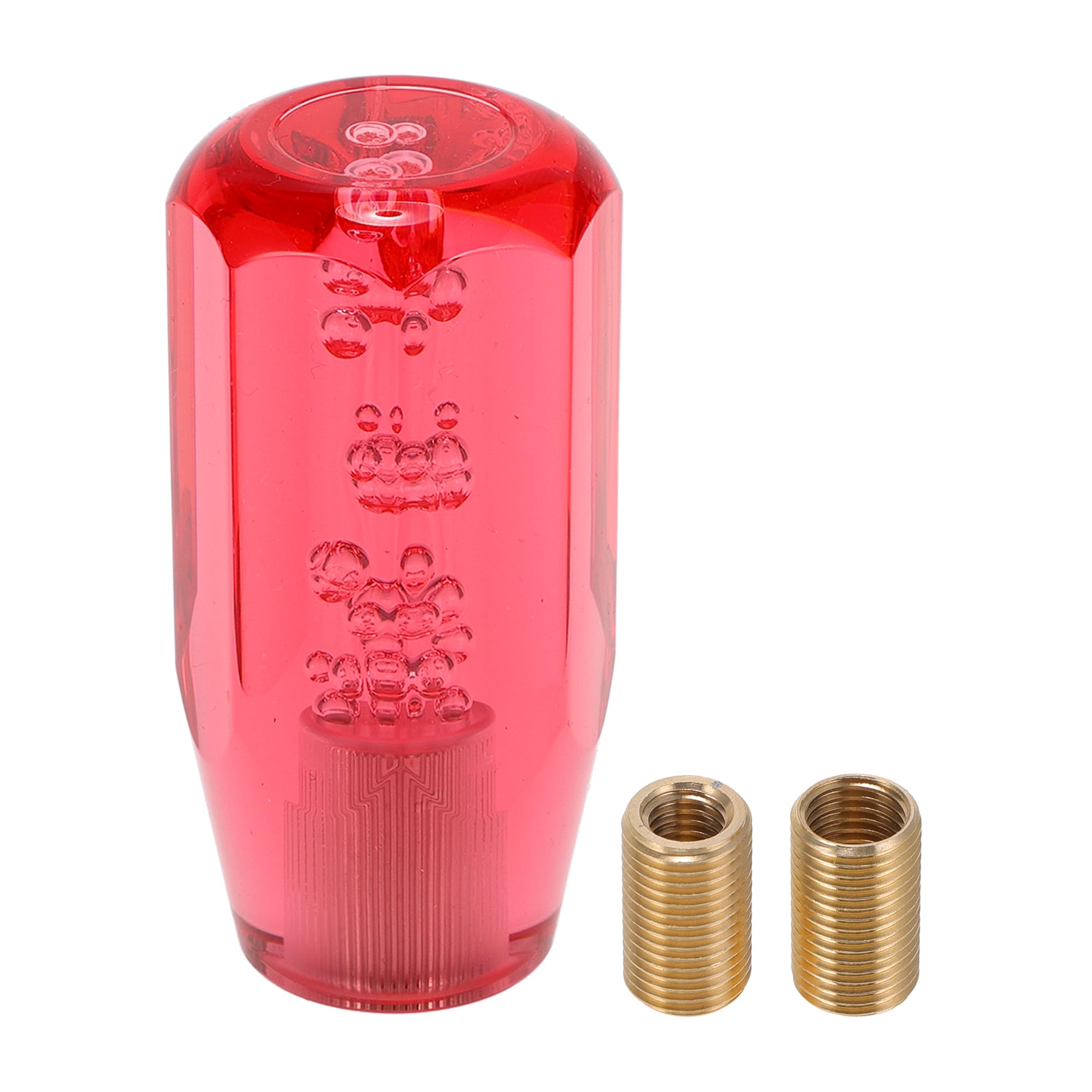 

TUCKBOLD 10cm Octagon Cristal Car Shift Knob | Front Universal Auto Manual Car Acrylic Red with 2 Adapters 1 Set 10cm