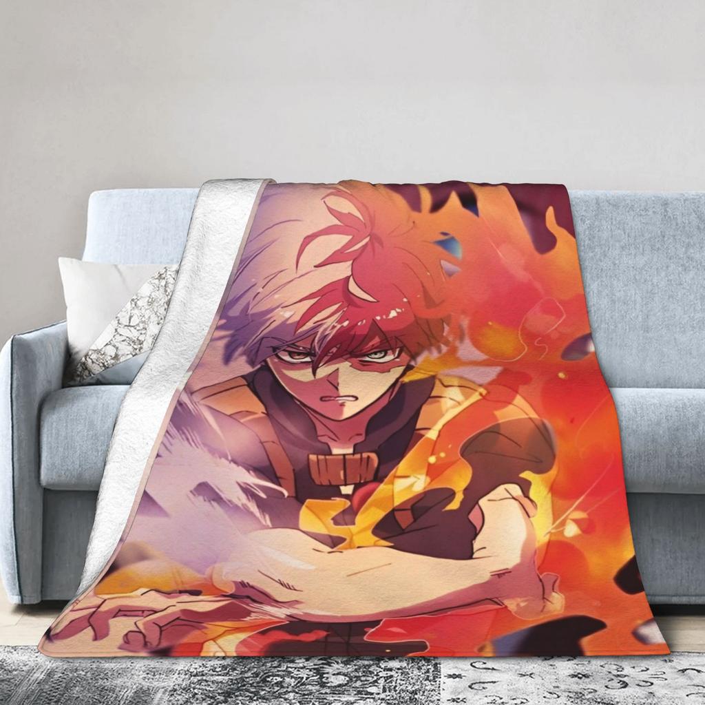 My Hero Academia Shoto Knitted Blankets Japanese Anime Fuzzy Throw Blanket Bed Sofa Decoration Lightweight Bedspreads,