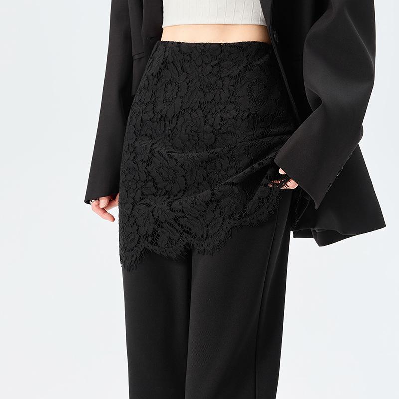 Lace-Accent High-Waist Slim-Fit Micro-Flare Pants for Women - 2026 Spring Fashion