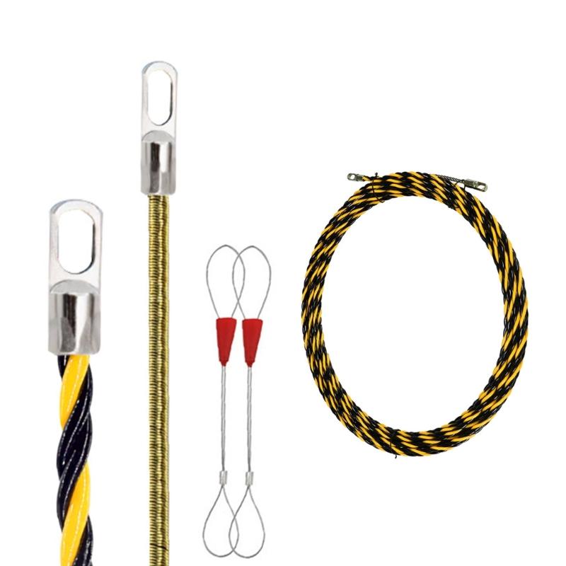 Electrical Spring Wire Threader Fish Tape Electrical Wire Threader Flat Head Manual Cable Puller Tool for Electrical