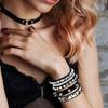 3-Piece Men's Punk Leather Bracelet Set: Multi-Layer Chain & Rivet Style
