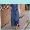 Relaxed Casual Womens Cotton Linen Twopiece Set With Embroidered Pockets For Summer Wear
