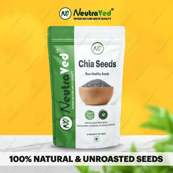 NeutraVed Chia-Samen 250g | Rohes & Unpoliertes Superfood | Hoher Ballaststoff- & Pflanzenproteinanteil | Reich an Omega-3 | Glutenfrei, Veganer-freundlich