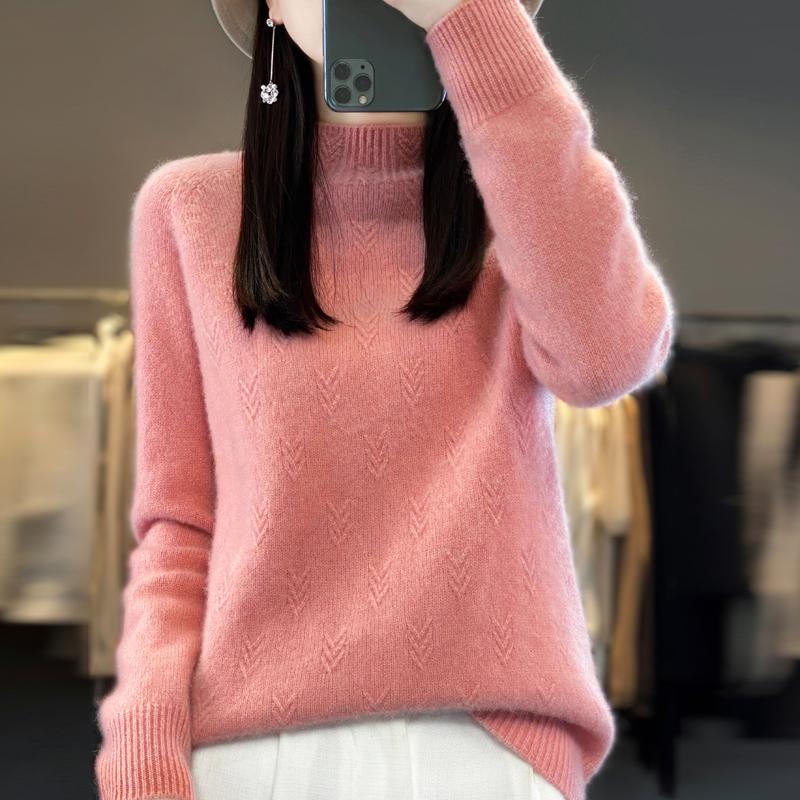Dámský kašmírový svetr Kašmír Qinghe 30% kašmír 70% vlna podzimní a zimní pulovr hřejivý a módní