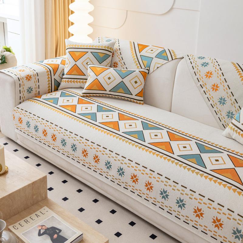 Sofa Cushion Four Seasons Universal Simple Modern Chenille Non-Slip Fabric Bohemian Sofa Cover Cloth Backrest Towel