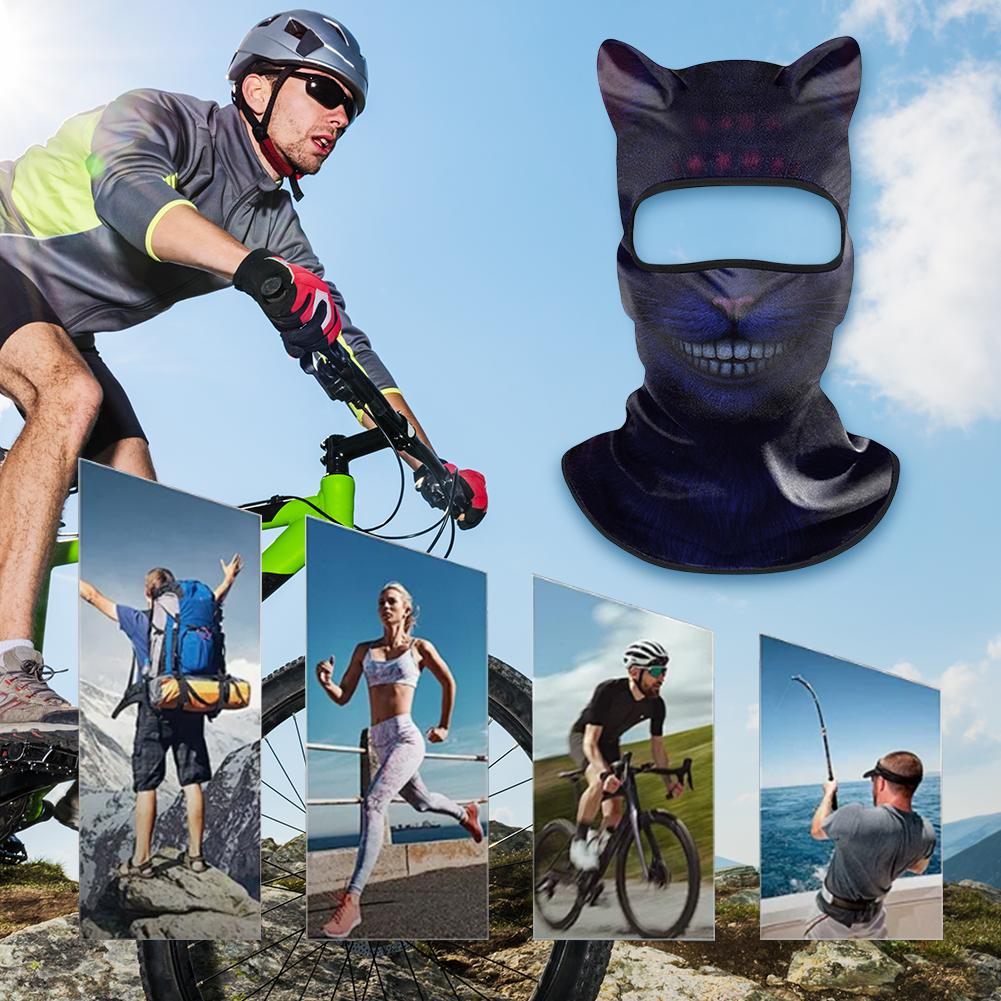 3D Animal Balaclava Cute Animal Print Balaclava with Ears Motorcycle Head Cover Breathable Ski Snowboard Mask Cycling Headgear