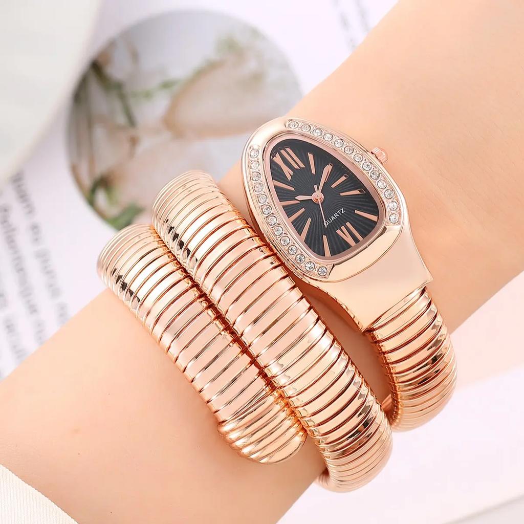 1PC Montre à Quartz de Luxe pour Femme Bracelet Mode de Haute Qualité Or Montre-Bracelet pour Dame Montre Seule