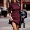 Autumn and Winter New Women's Clothing Fashionable Temperament Sexy Round Neck Long Sleeved Hip Hugging Sweater Women's Dress