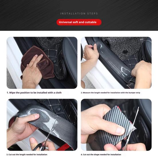 Carbon Fiber Car Door Protector Stickers Scratch-resistant Film Auto Trunk Sill Scuff Guard Tape for Enhanced Sealing Noise Reduction