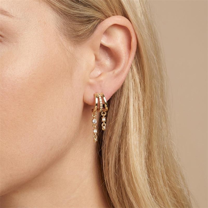 Fashion Alloy Asymmetrical Drop Earrings With Chain Tassels For Women