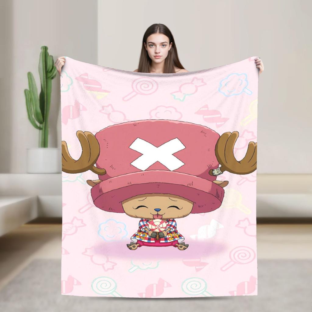 Tony Chopper Flannel Blanket Winter Anime Warm Bedding Throws for Kids Adult Couch Bed Fluffy Bedspread Sofa Bed Cover