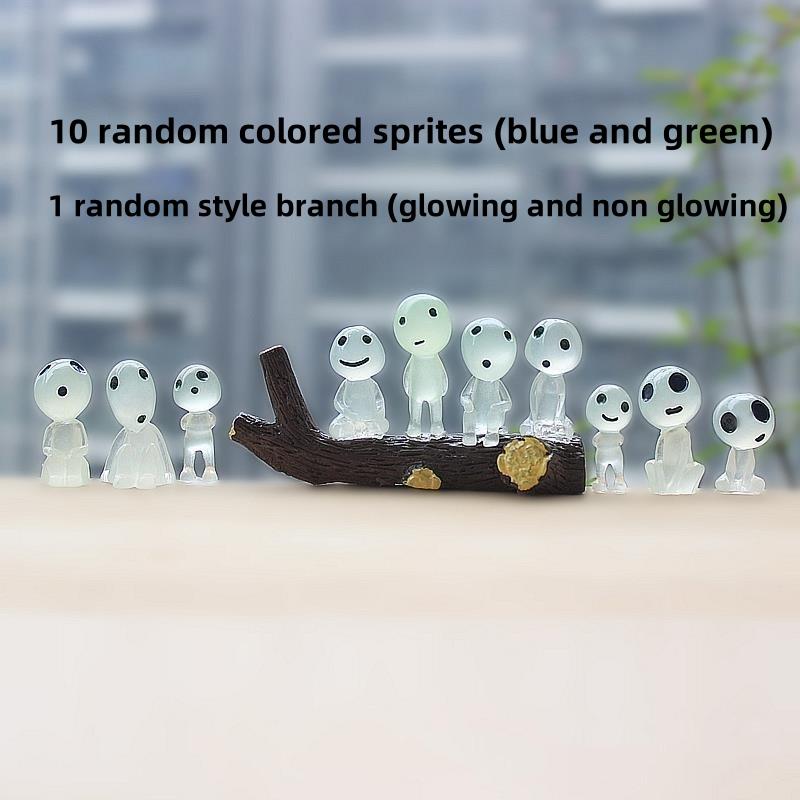 

Animation Anime Luminous Elves Micro Landscape Ornaments Green Light Blue Light Luminous Tree Alien Elf Resin Figurine Ghost Glow