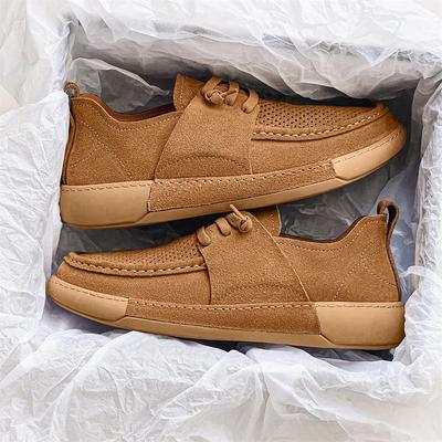 Herrenschuhe mit gefrostetem, lässigem Design, breiter Zehenpartie, atmungsaktivem Schweinslederfutter, Deodorant und schweißabsorbierenden Slippern