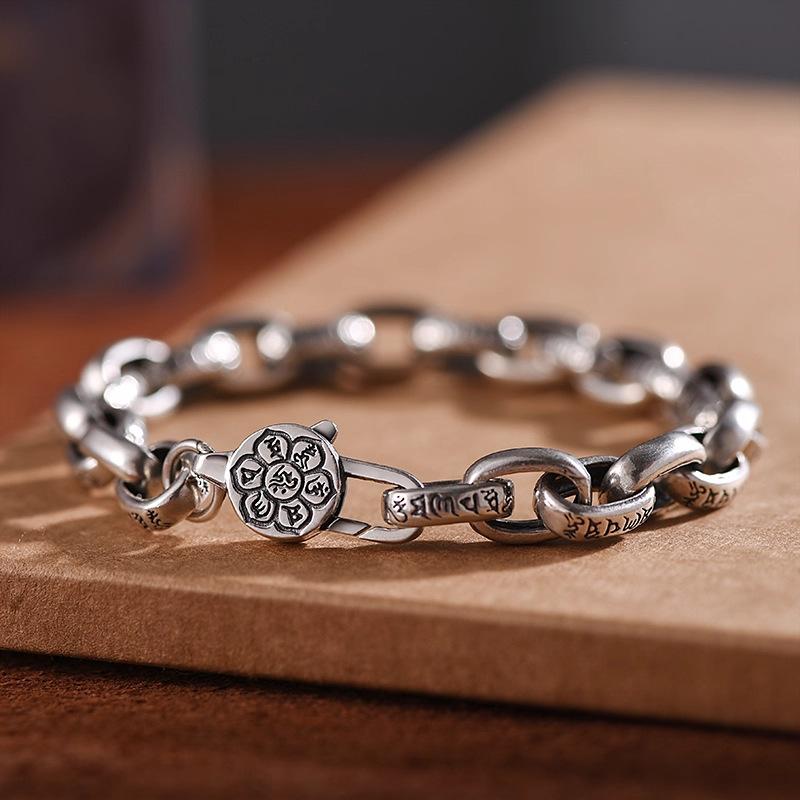 2026 Six-character Mantra Bracelet Men's Trendy Retro Niche High Sense