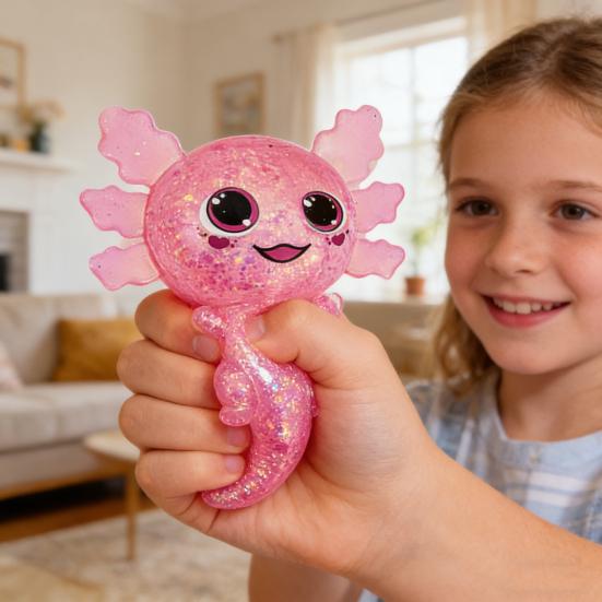 Glittery Salamander Squeeze Toy Soft Slow Rebound Stress Relief Fidget with Transparent Glitter Cute Decompression Gift