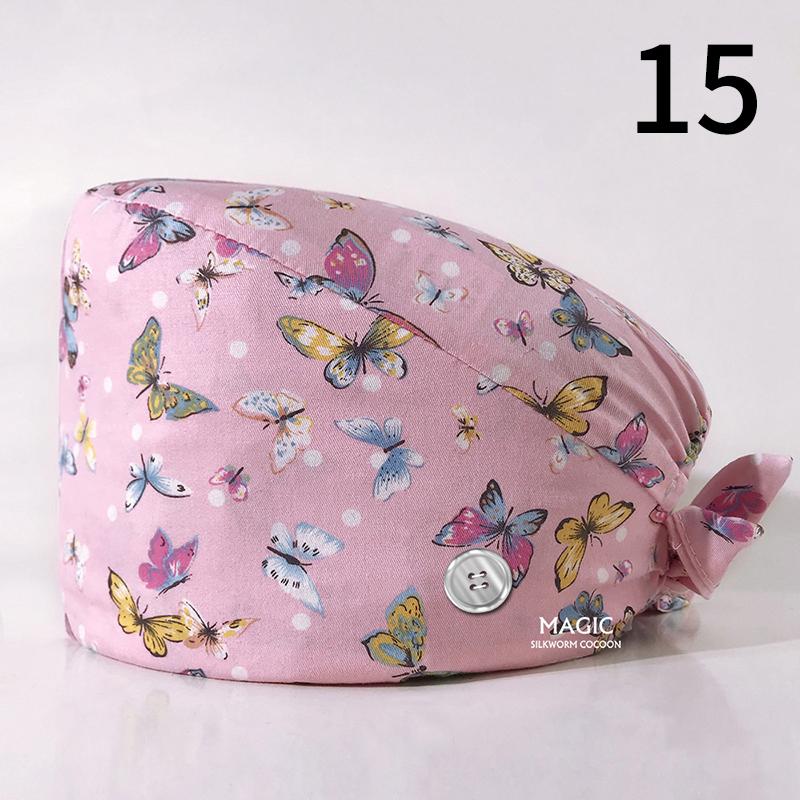 99Styles Elastic Nurse Hat Surgical Hat Cotton Oil-proof Dust-proof Adjustable Print Bouffant