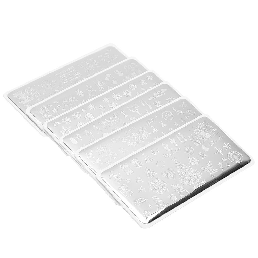 6Pcs Christmas Theme Nail Art Stamping Manicure DIY Template Image Plate Washable