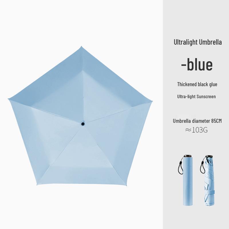 103g Carbon Fiber Mini Parasol - Black, UV-Protection, Folding Sunshade Umbrella for Women