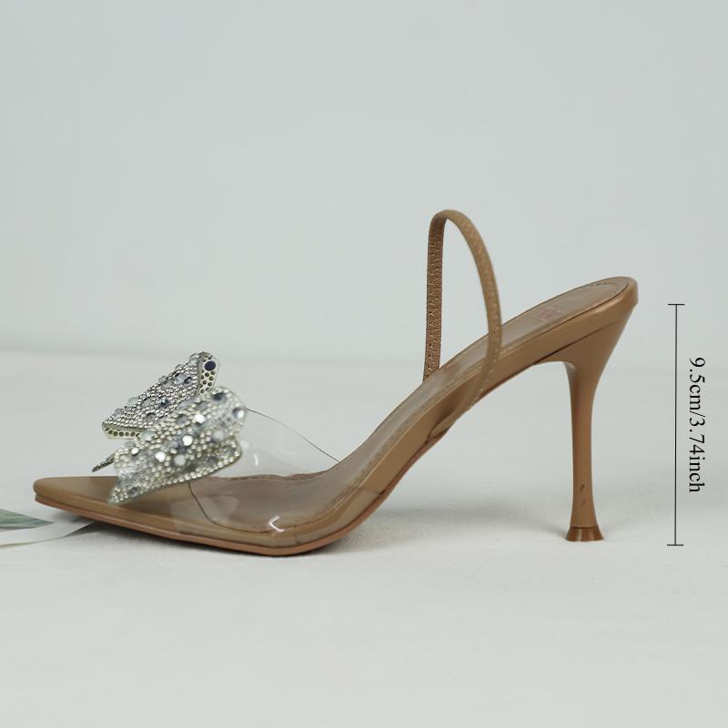 Mode Neu 2025 Sommer Damen Sandalen Diamant Schleife Dekoration Transparent Offene Zehen Abendparty Hochzeit Damen Hohe Absätze Frau Schuhe