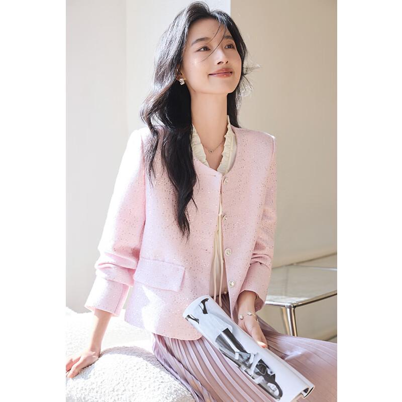 VICTORIA&VERA Women's Elegant Shimmer Textured Jacket