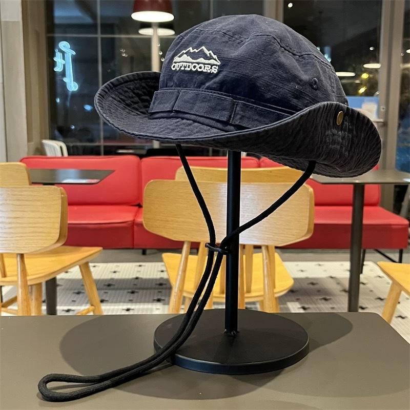 Popular Outdoor Retro Bucket Hat Summer Hiking Fishing Sun Protection Sun Hat Mountaineering Shade Western Cowboy Hat