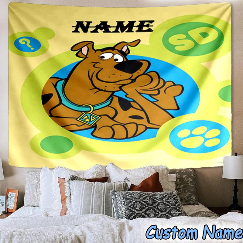 Custom Name Tapestry Scooby dog Tapestry, Unique Design Tapestry, Suitable for Bedroom,Livingroom, Playroom,Heartwarming Fan Holiday Gifts
