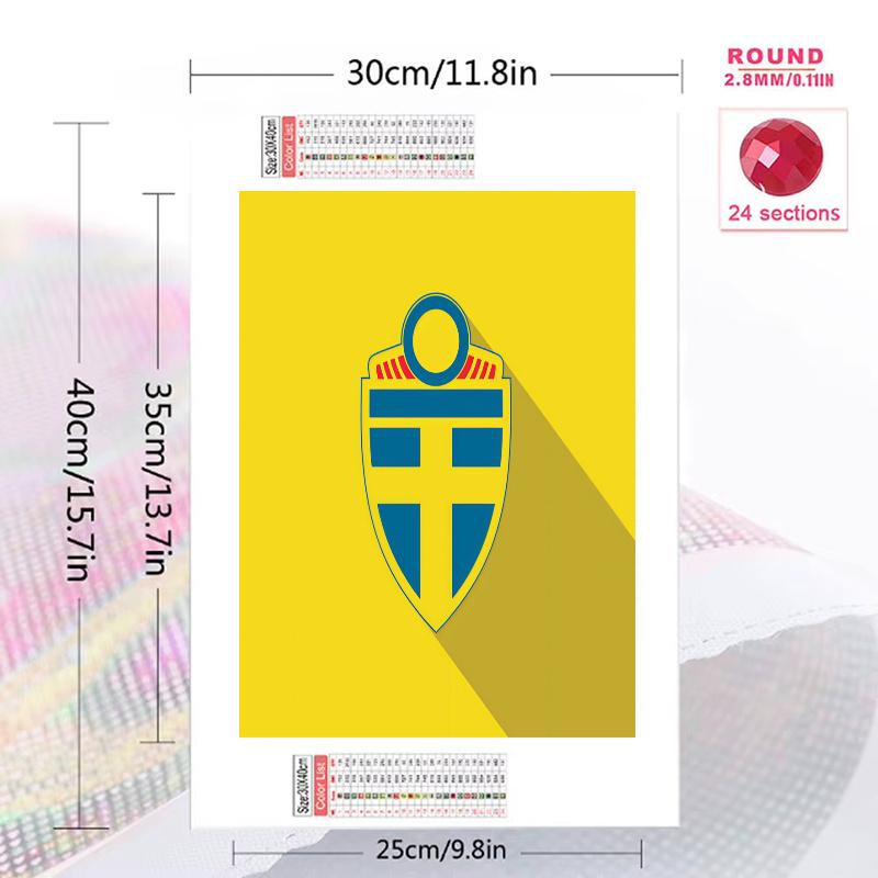 Sweden national football logo Pattern 3pcs 100% Round Full Drill 5D DIY Diamond Painting Embroidery Cross Stitch Rhinestone Décor