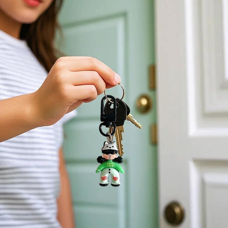 1PC Cartoon Girl Design Keyrings Mobile Phone Pendants Candy Colors Keychains Resin Pendant Bag Charms Gift Multicolor